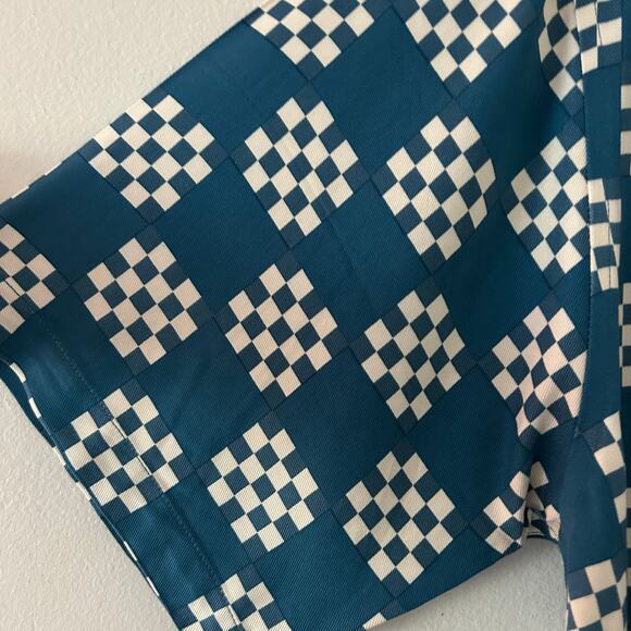 Bogey Boys Men's Blue Big Check Button Front Golf Retro Look Shirt L Large New - Picture 3 of 7